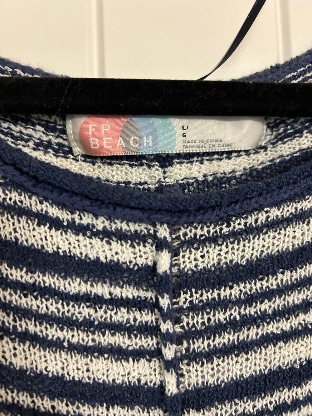 Free People Navy & White Striped Knit Tunic Sweater